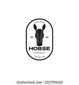 head black horse simple badge vintage logo design vector