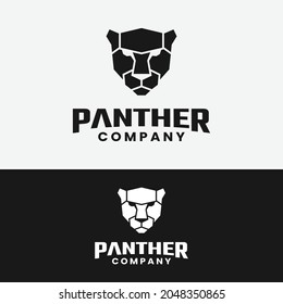 Head of Black Jaguar Panther Leopard Lion Tiger Puma Cougar Wolf Cheetah Rustic Silhouette Vintage Retro Hipster Logo Design.