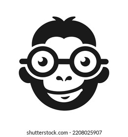 Head black monkey glasses cartoon 