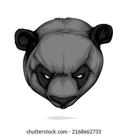 Head of Black Panda Isolated on White Background