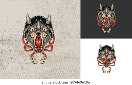 head of black panther angry vector illustration design