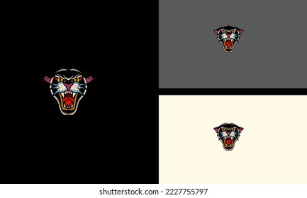 head black panther with fangs vector illustration mascot design