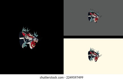 head black panther and fangs vector tattoo design