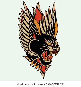 head black panther with wings vector illustration