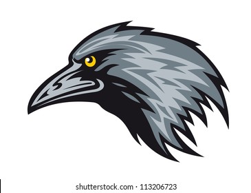 Head of black raven for mascot. Vector illustration