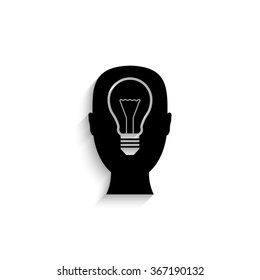 Head - black vector icon  with shadow
