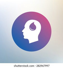 Head with blood drop sign icon. Male human head symbol. Icon on blurred background. Vector