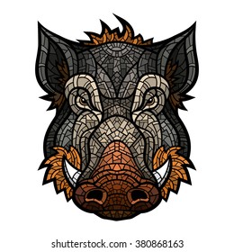 Head of boar mascot color in mosaic style