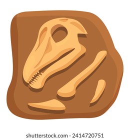 Head bones dinosaur icon cartoon vector. Stone fossil. Nature mud layer