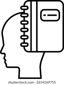 A head with a book on top of it