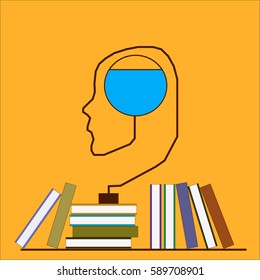 Head and books