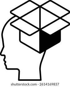 A head with a box on top of it