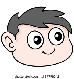la cabeza del niño con las mejillas de chubby es gorda y linda, emoticono de caja de ilustraciones vectoriales. dibujo de icono de garabato