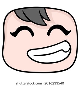 head boy chubby handsome face smiling happy, vector illustration carton emoticon. doodle icon drawing