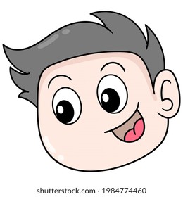Kopfjunge glückliche Gesicht lächelnd, Vektorgrafik Karton Emoticon. Symbolzeichnung