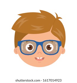 head of boy smiling on white background vector illustration design