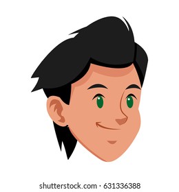 head boy young avatar with green eyes and black hair