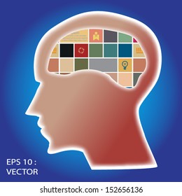 head, brain, business icon . process of human thinking business concept.Vector eps 10