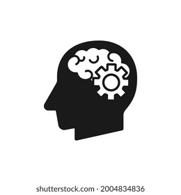 Head with brain and cog sign vector