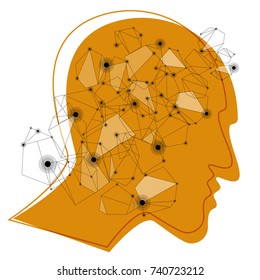 Head brain concept. Vector color illustration.