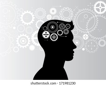 Head and brain gears concept and background