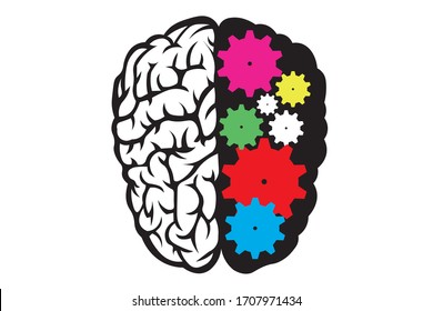 Head and Brain Gears in Progress. gears. Business process concept. The origin of the idea. Thinking process.