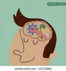Head and Brain Gears in Progress.  , eps10 vector format