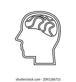 icono de cabeza y cerebro en fondo blanco, ilustración vectorial