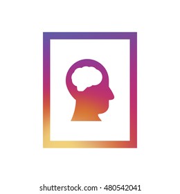 Head and brain icon. Head and brain sign.