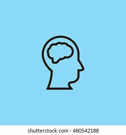 Head and brain icon. Head and brain sign.