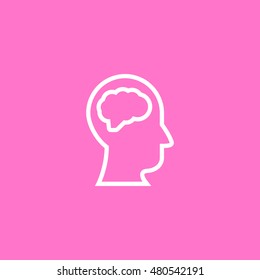 Head and brain icon. Head and brain sign.