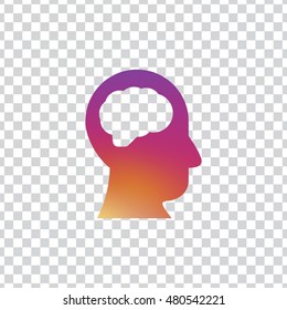 Head and brain icon. Head and brain sign.