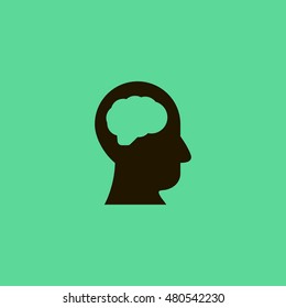 Head and brain icon. Head and brain sign.