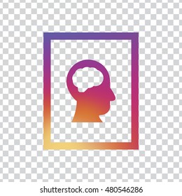 Head and brain icon. Head and brain sign.