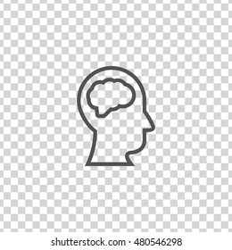 Head and brain icon. Head and brain sign.