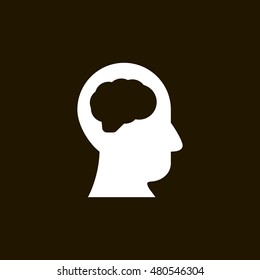 Head and brain icon. Head and brain sign.