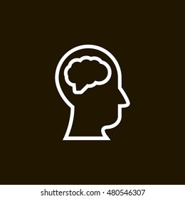 Head and brain icon. Head and brain sign.