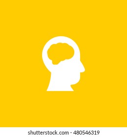 Head and brain icon. Head and brain sign.
