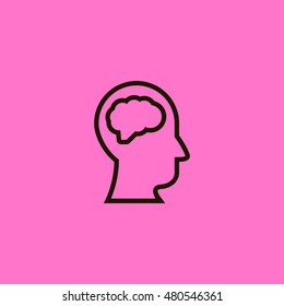 Head and brain icon. Head and brain sign.
