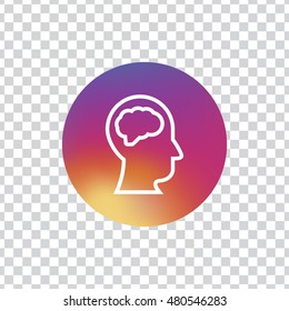 Head and brain icon. Head and brain sign. App. Button. Logo.