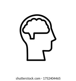 icono del cerebro de la cabeza. Línea simple, contorno vectorial elementos de los iconos del proceso cerebral para ui y ux, sitio web o aplicación móvil