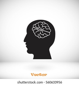 Head with brain icon, Vector EPS 10 illustration style