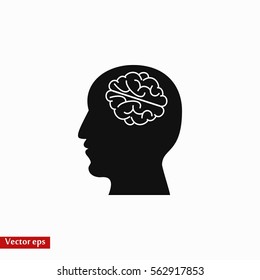 Head with brain icon, Vector EPS 10 illustration style