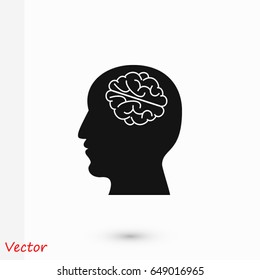 Head with brain icon, Vector EPS 10 illustration style