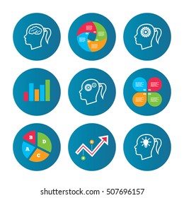 Head with brain icon.Female woman symbols.