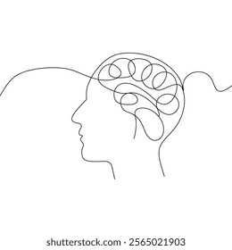 head and brain line drawing
