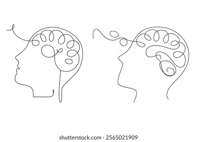head and brain line drawing