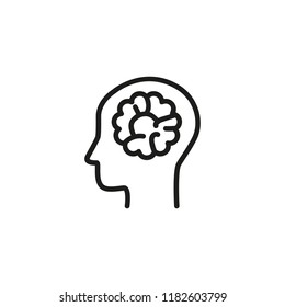 Head brain line icon. Profile, person, patient. Health care concept. Can be used for topics like mind, intelligence, medical screening, diagnostics