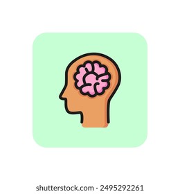 Head brain line icon. Profile, person, patient. Health care concept. Can be used for topics like mind, intelligence, medical screening, diagnostics