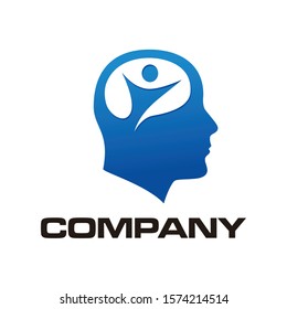 head and brain logo design concept